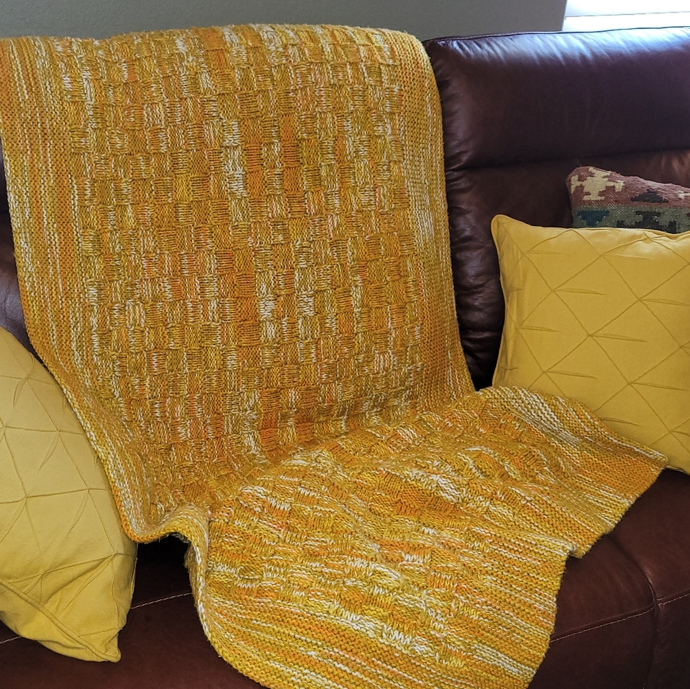 Hand Crafted Yellow & Gold Woven Throw Blanket